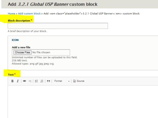 Global USP Banner required fields