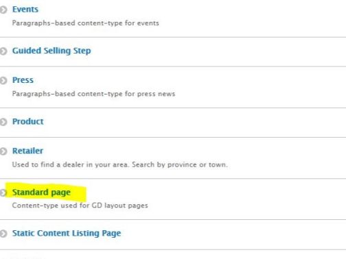 Standard page type