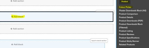 Add Section > Add Block > Colour Picker