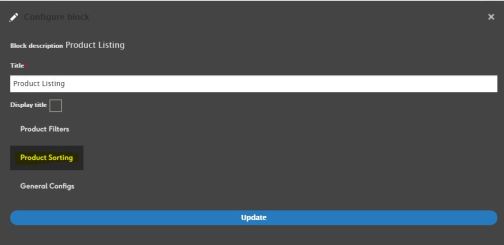 Product listing > Configure > Product Sorting