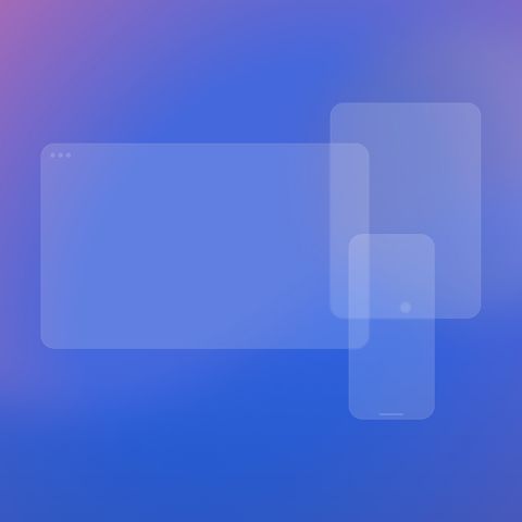 Gradient background with desktop, tablet and mobile device mockups