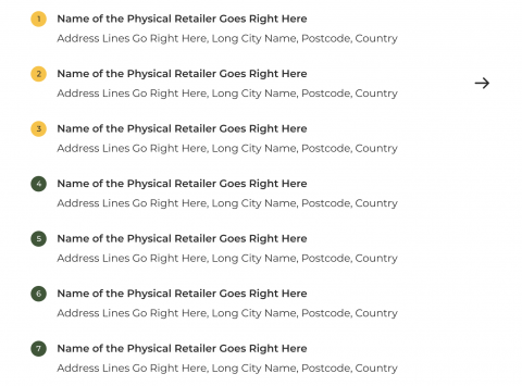Example of premium and standard retailer listings in the Store Locator