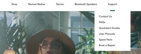 Main Navigation with dropdown menu